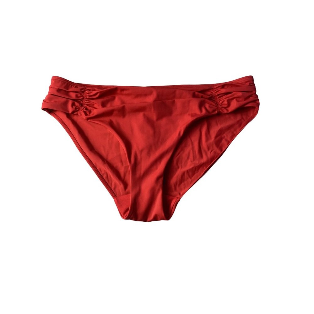 Panache Ruched Sides Red Swimsuit Bikini Cheeky Bottom*Anya Gathered*Sissy*NWT*L